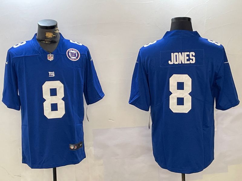 Men New York Giants #8 Jones Blue 2024 Nike Vapor Limited NFL Jersey style 3->new york giants->NFL Jersey